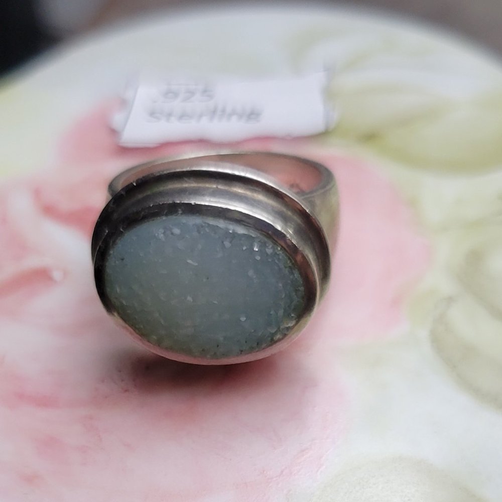 Modernistic and Power Rock Aquamarine Quartz Size 7 Vintage